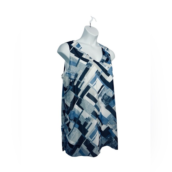 NWOT, Laura Plus, Sleeveless Tunic, Plus Size 1X, Blue, White, Gray - Picture 5 of 8